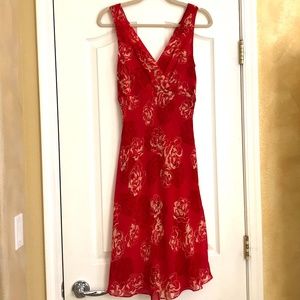 Ann Taylor Red Floral Silk Dress size 4